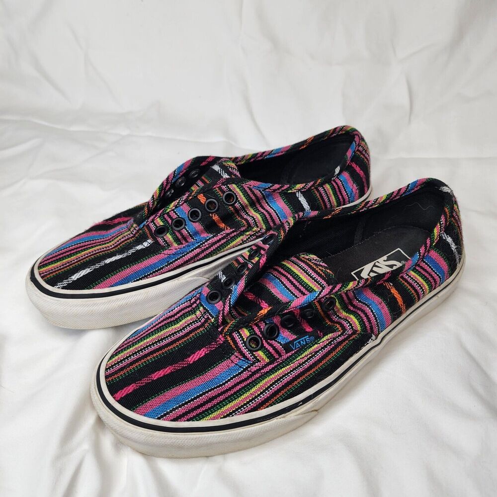 Vans Off The Wall Mens 7 Women 8.5 Boho Striped Sneakers TC6D/sanitized